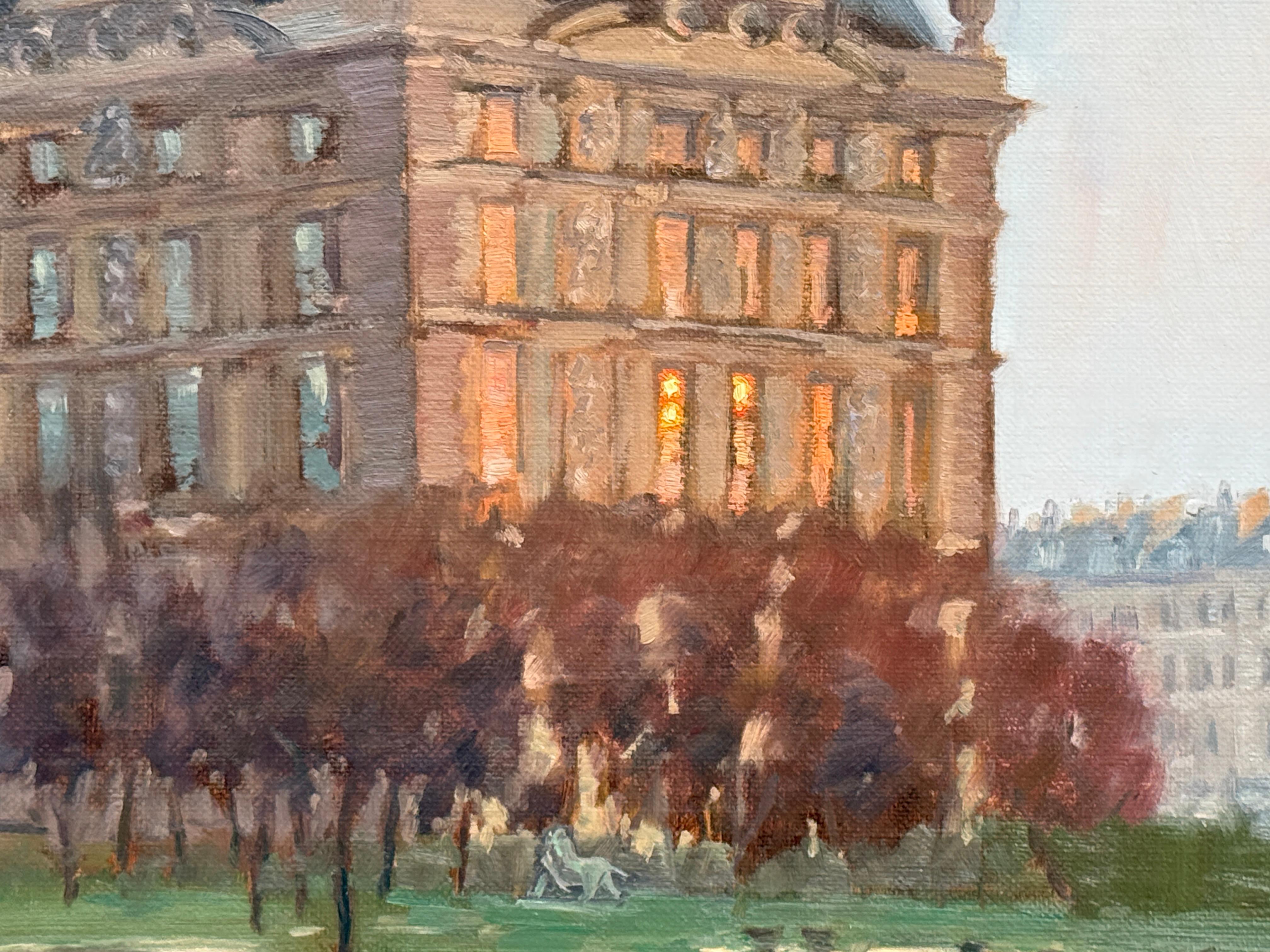 Pavillon de Flore at Sunset, Oil Painting For Sale 1