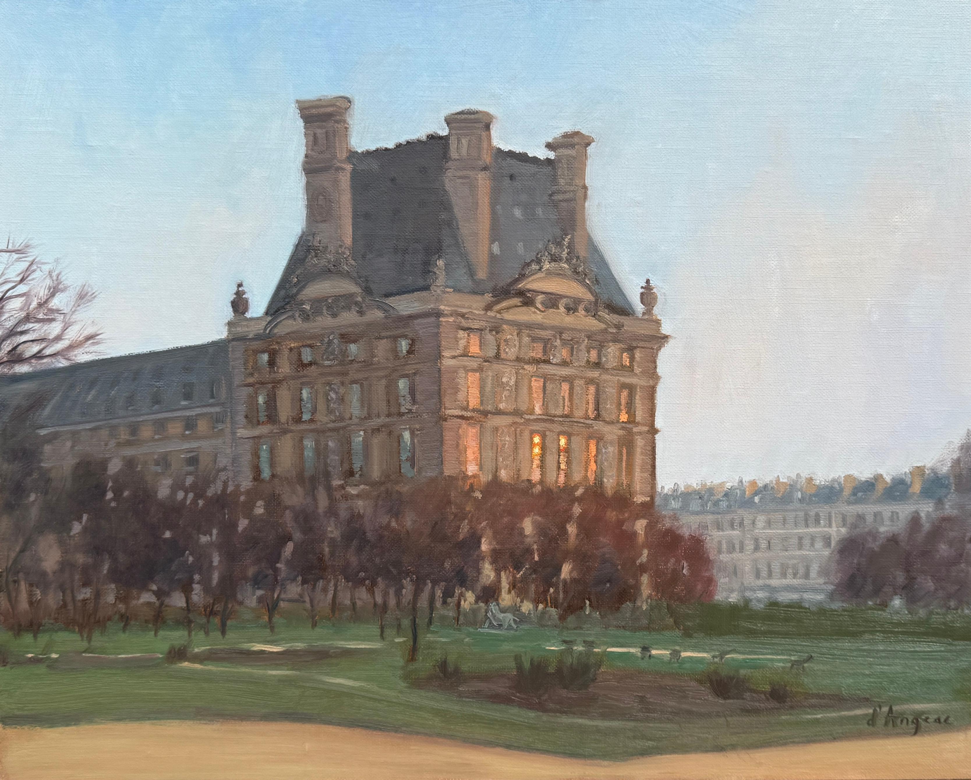 Pavillon de Flore at Sunset, Oil Painting - Art by Karen d’Angeac Mihm