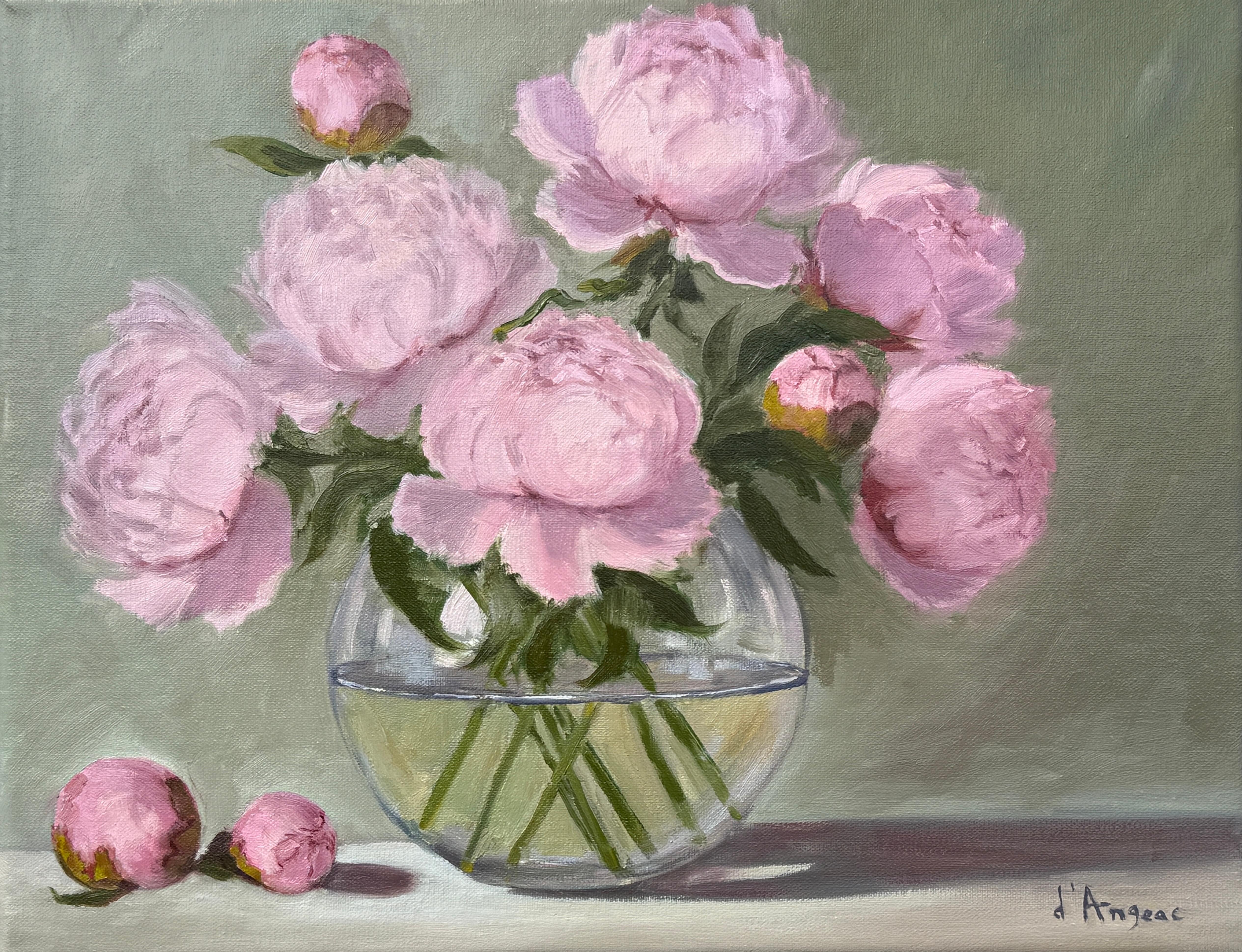 Peonie rosa, Pittura a olio
