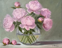 Pink Peonies, Oil Painting