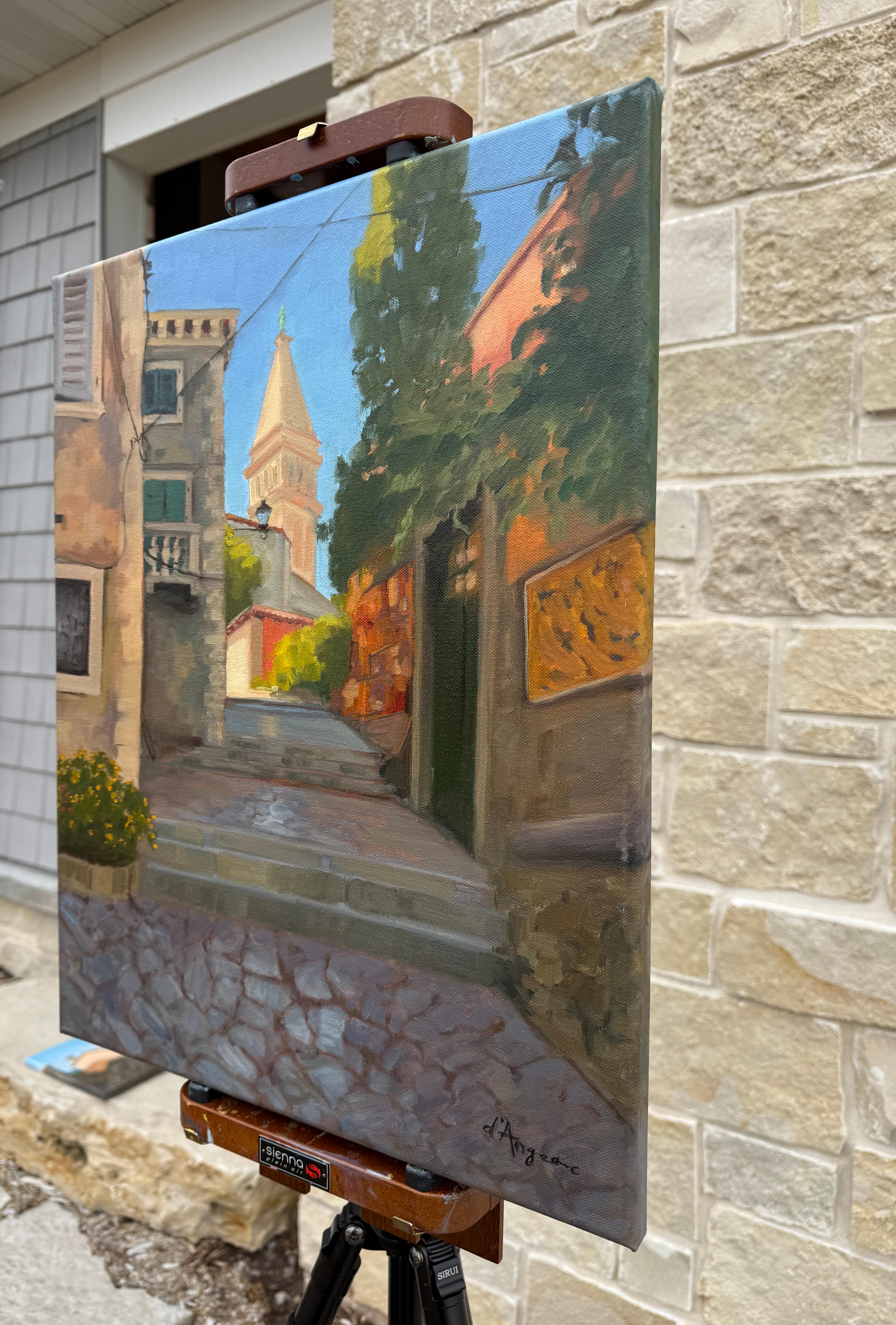 Il centro storico di Rovigno, Pittura ad olio - Art Impressionismo di Karen d’Angeac Mihm