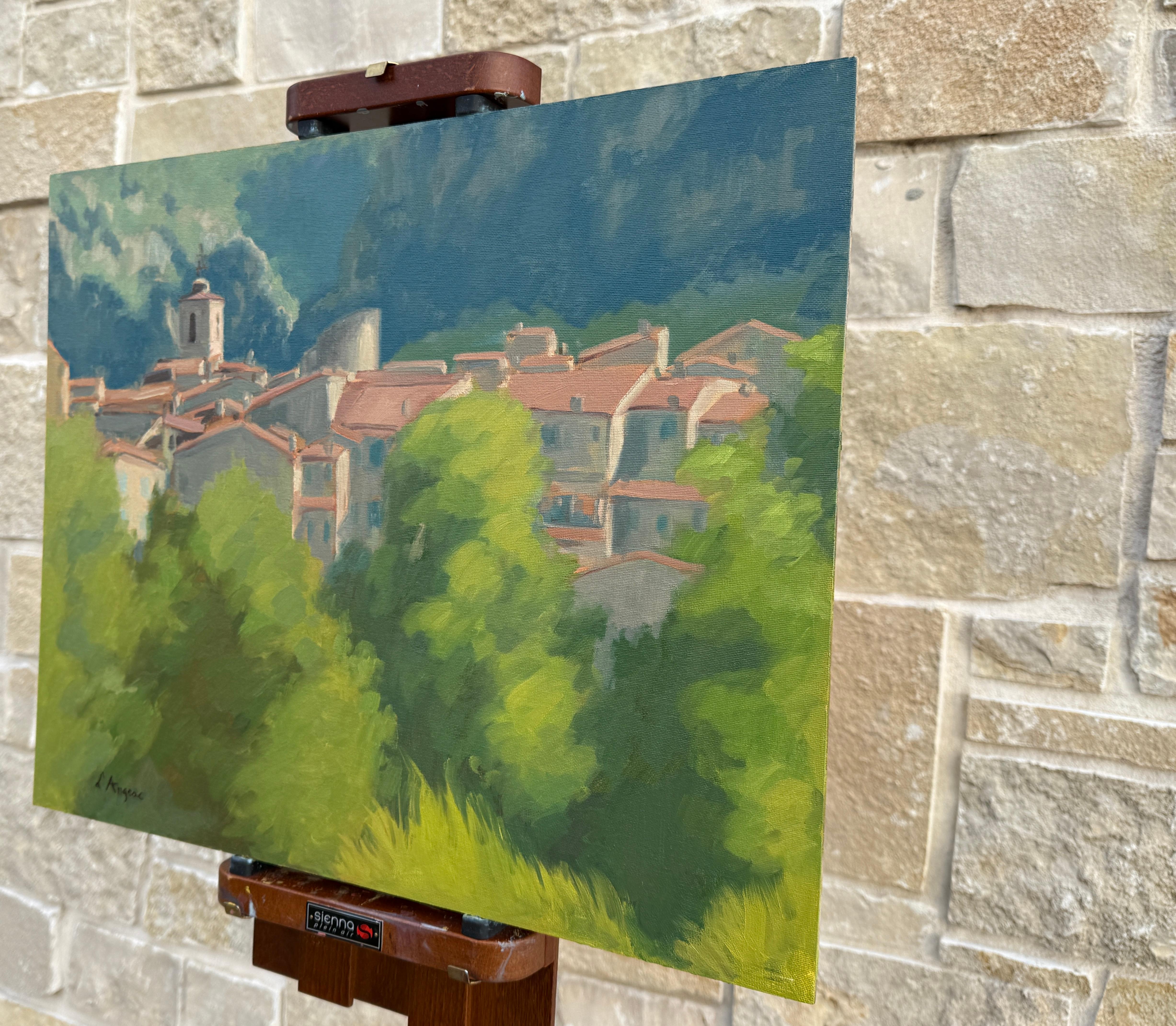 Pueblo en Provenza, Pintura al óleo - Painting de Karen d’Angeac Mihm