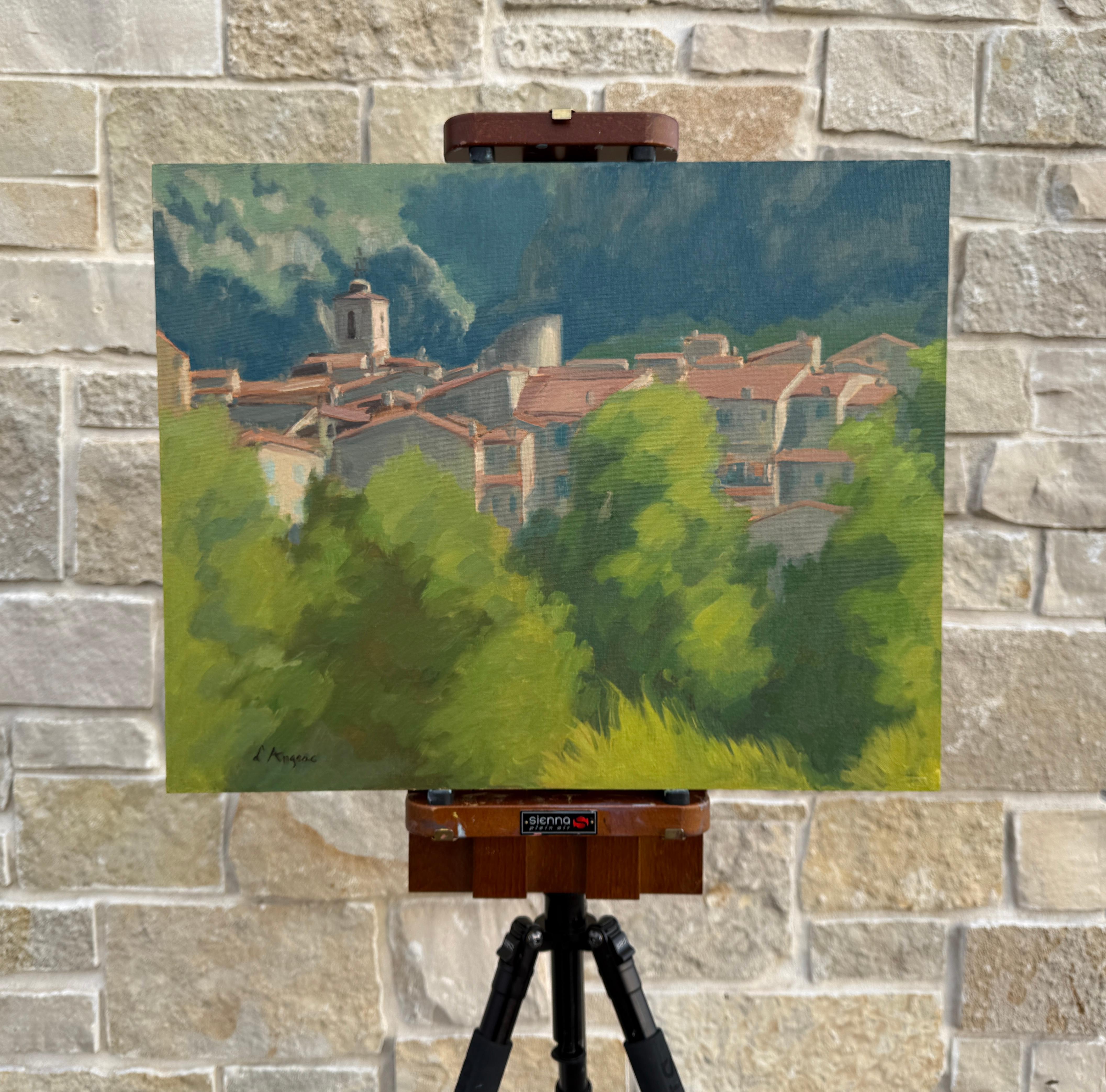 Pueblo en Provenza, Pintura al óleo - Painting Impresionista de Karen d’Angeac Mihm