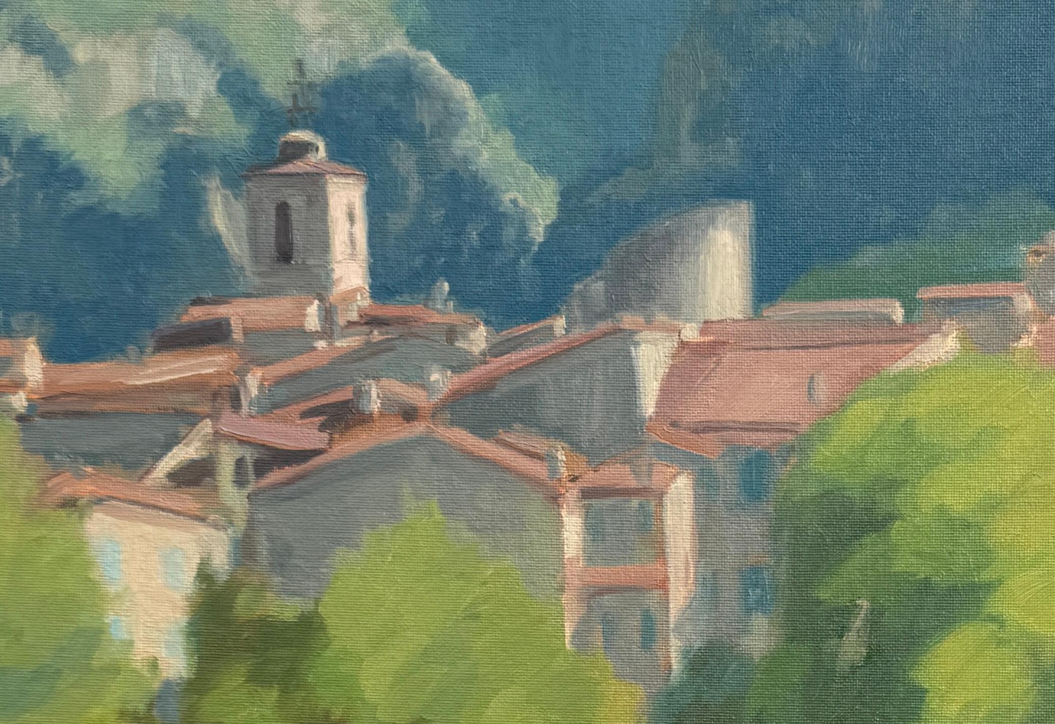 Pueblo en Provenza, Pintura al óleo - Interior Painting Gris de Karen d’Angeac Mihm