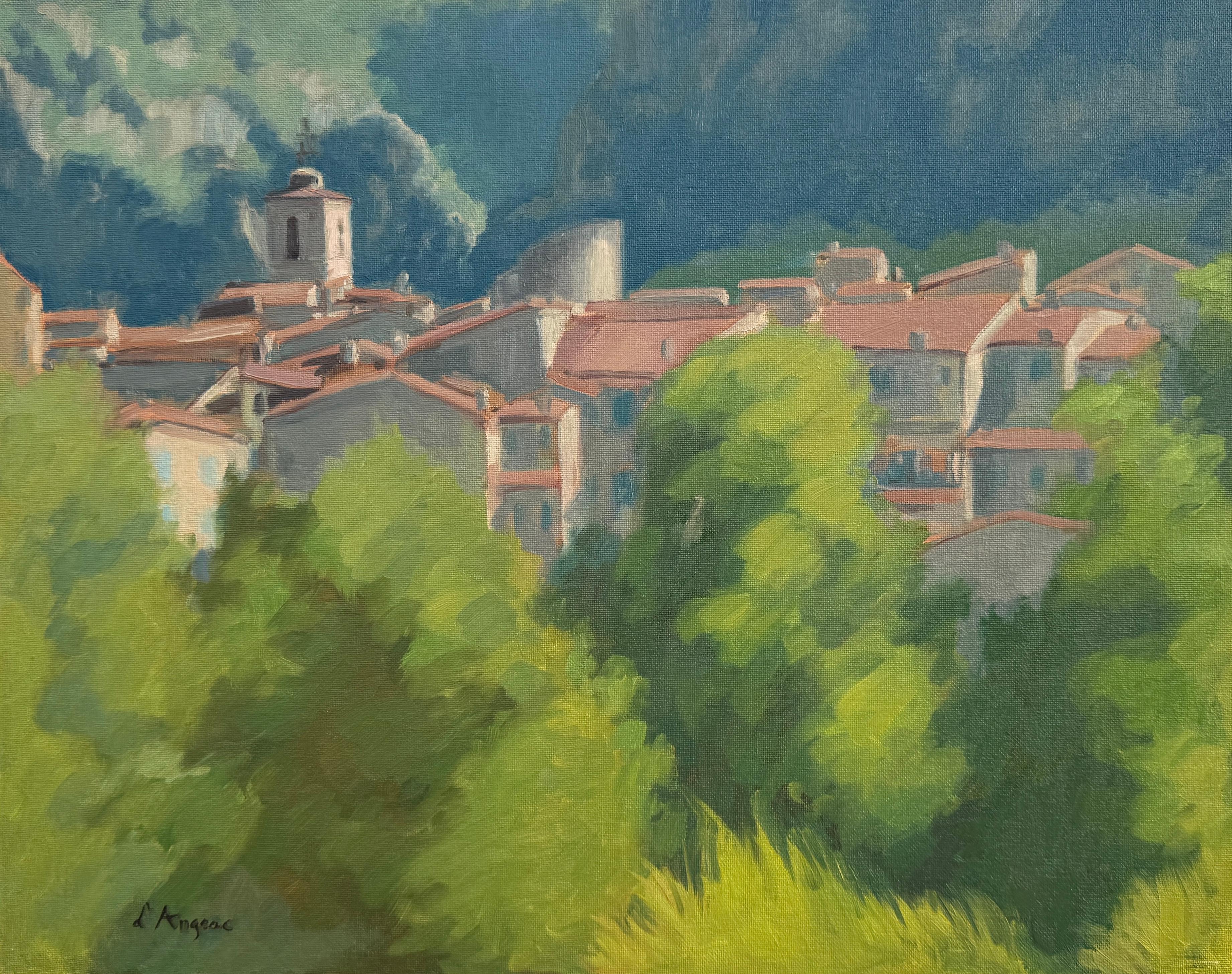 Interior Painting de Karen d’Angeac Mihm - Pueblo en Provenza, Pintura al óleo
