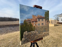 Village dans le sud de la France, peinture à l'huile