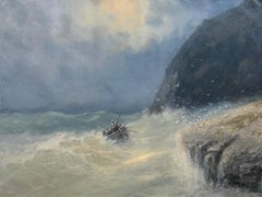 Después de la tormenta, paisaje marino Cuadro al óleo original sobre lino, costero, listo para colgar