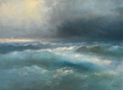 Après la tempête, paysage marin, peinture à l'huile originale, unique en son genre