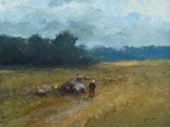 Autumn Landscape Original Oil Painting on Linen,  Ready to Hang