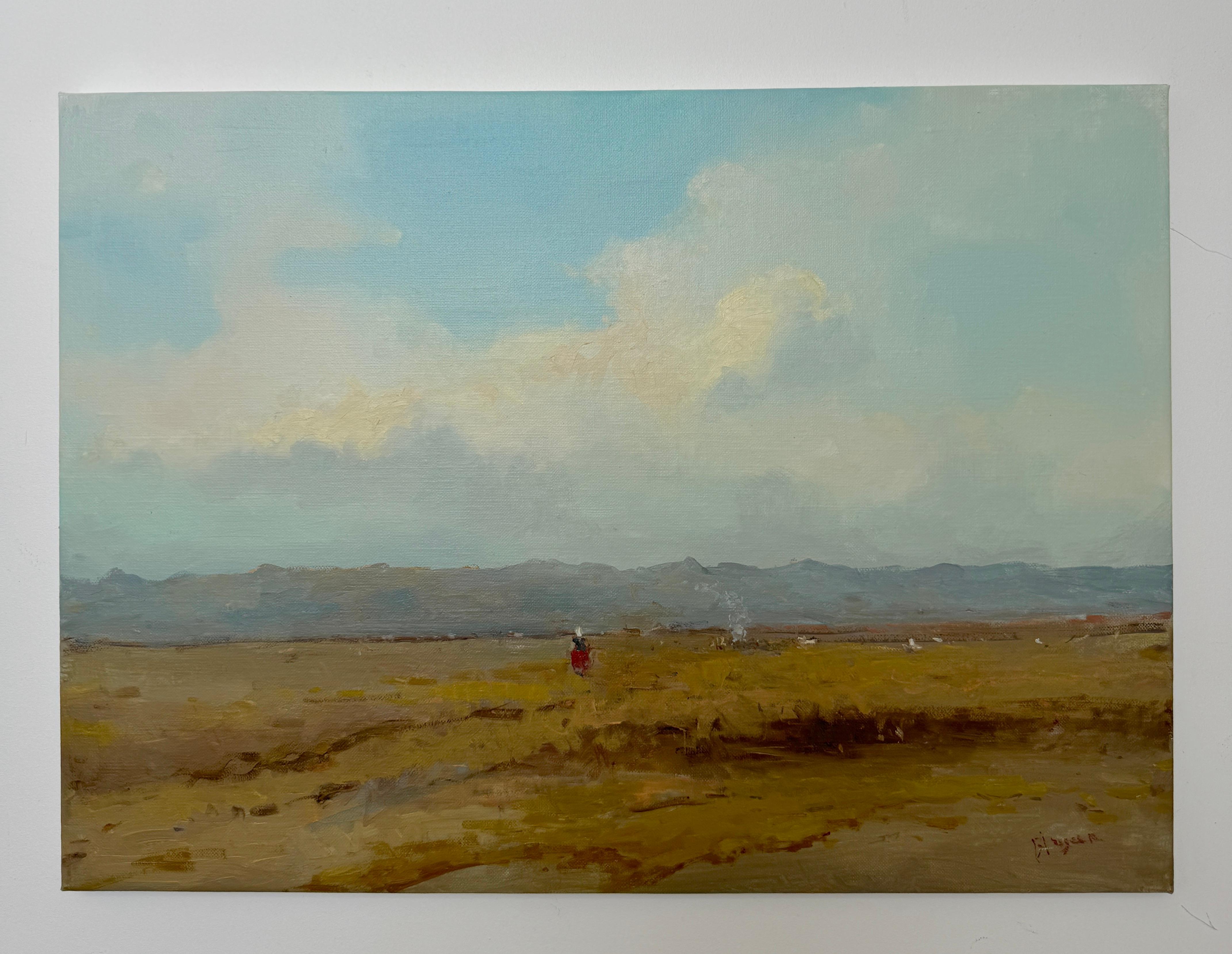 Valle otoñal, Paisaje, Pintura al óleo original, Único en su género - Painting de Karen Darbinyan