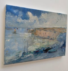 Bay Seascape Pittura a olio originale su tela,  Pronto per essere appeso
