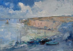 Bay Seascape Original Oil Painting on Linen,  Ready to Hang