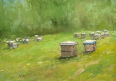 Beehives, Original oil Painting, One of a Kind