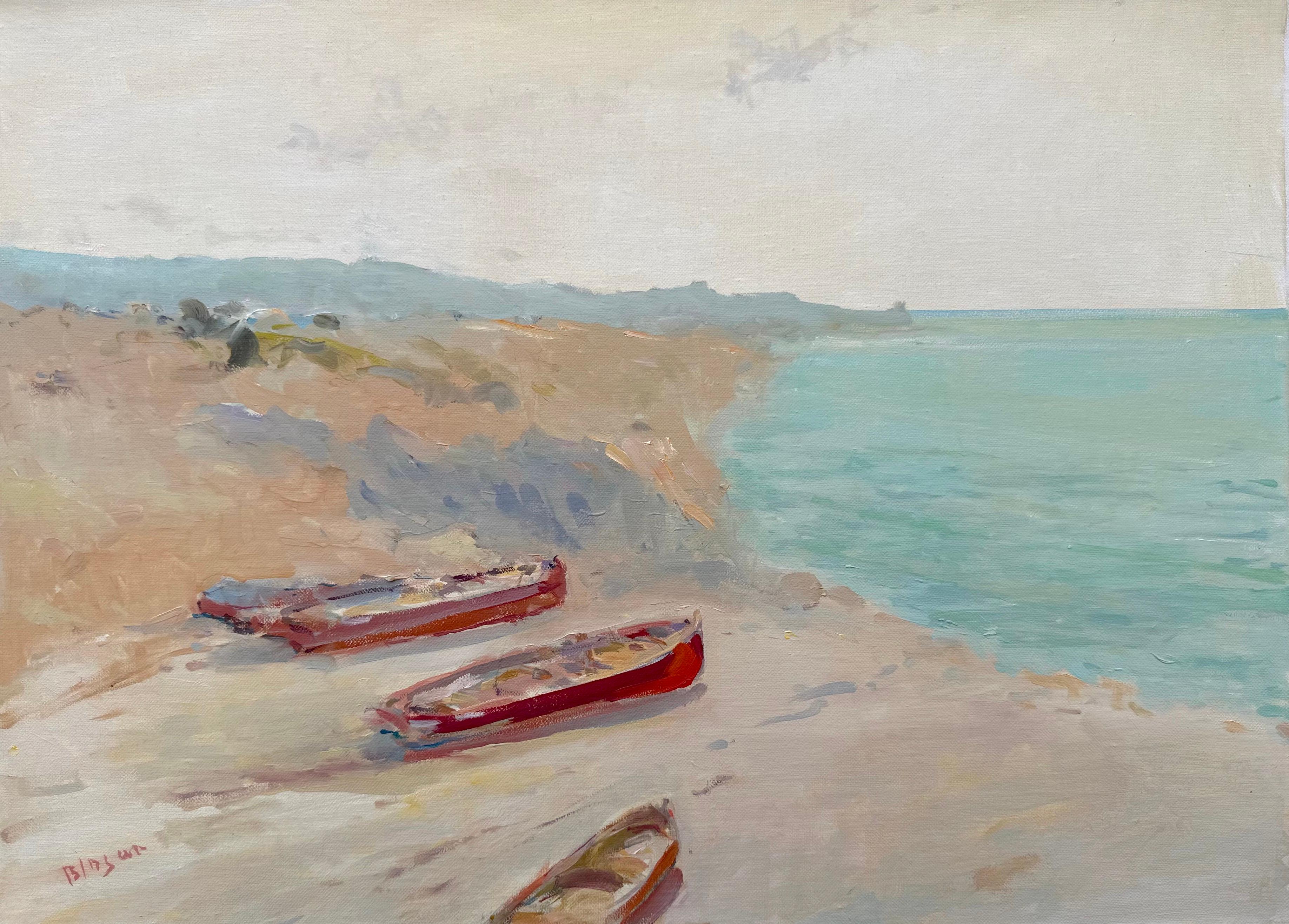 Karen Darbinyan Landscape Painting - Boats, Original oil Painting, One of a Kind