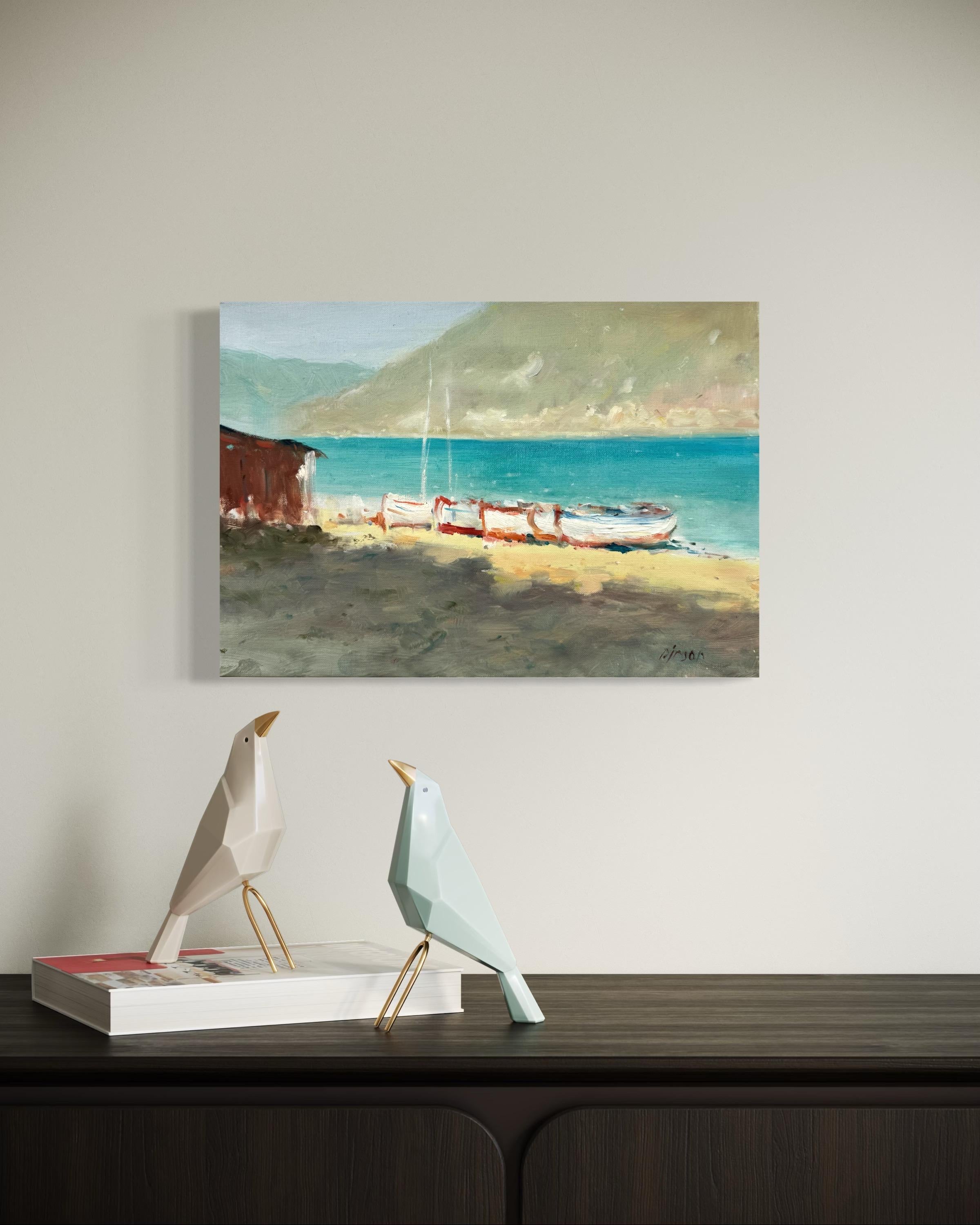 Paysage marin de Sainte-Sophie Peinture à l'huile originale sur lin,  Prêt à être accroché - Painting de Karen Darbinyan