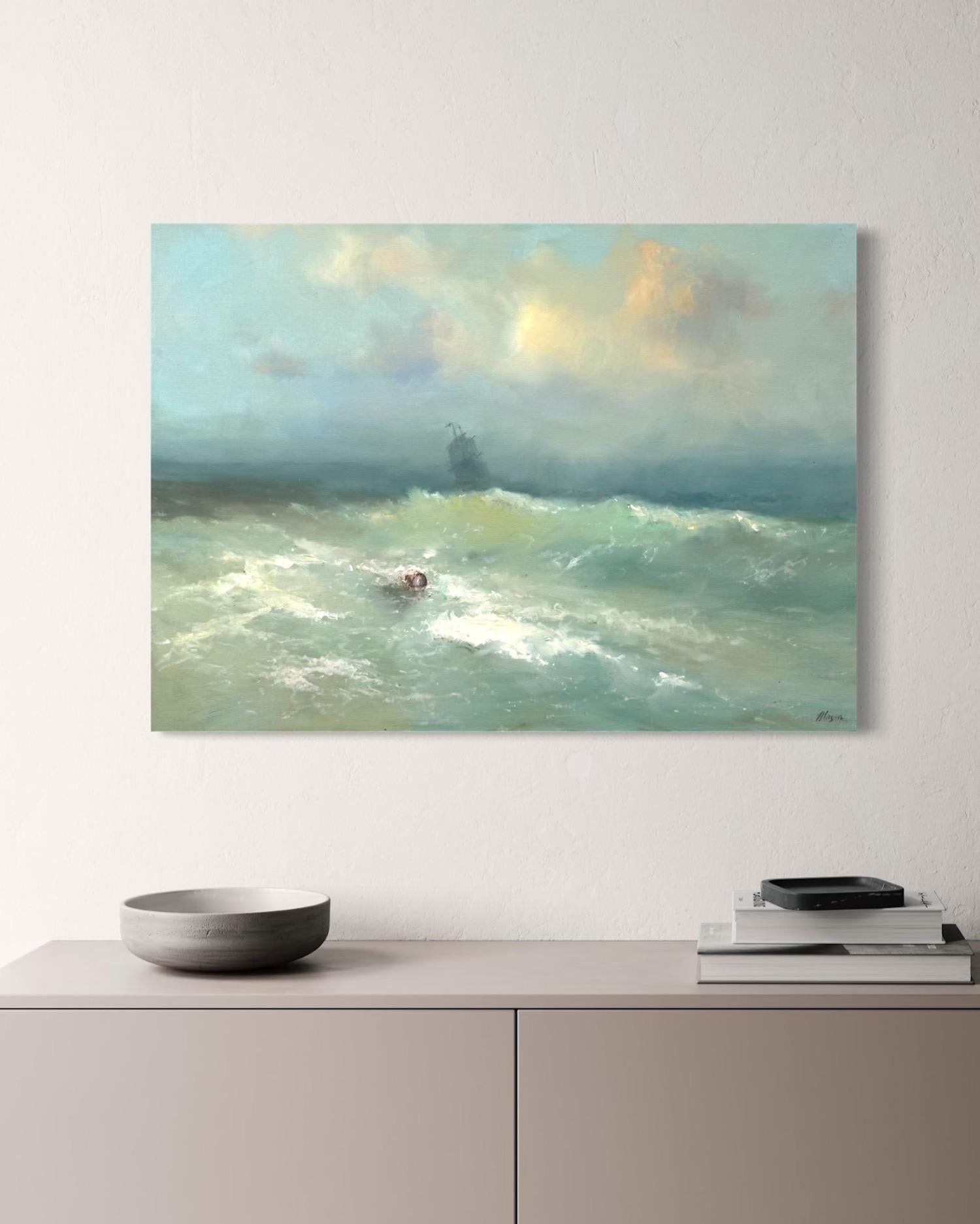 Breath of the Ocean Original Oil Painting on Linen,  Ready to Hang For Sale 1