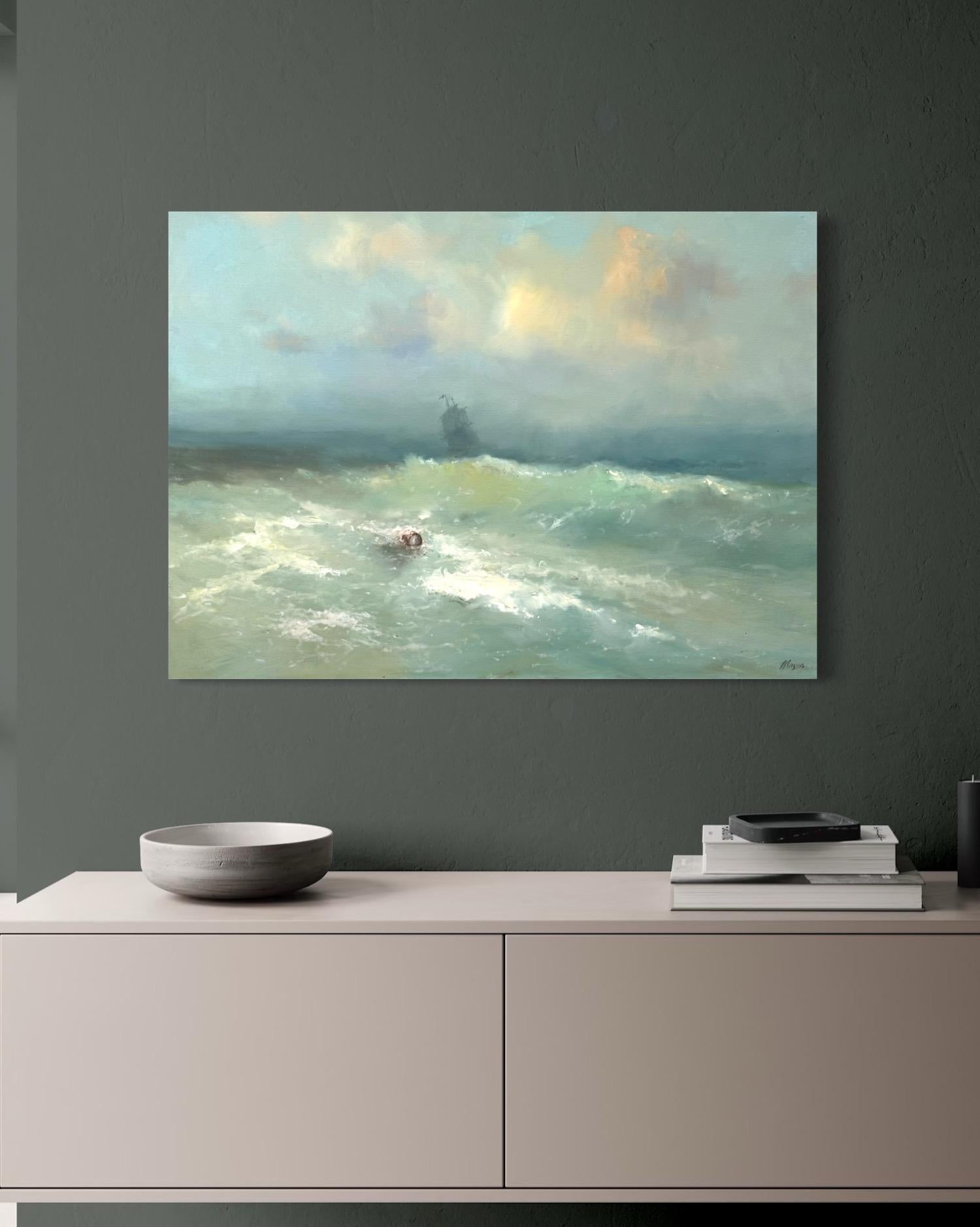 Breath of the Ocean Original Oil Painting on Linen,  Ready to Hang For Sale 2