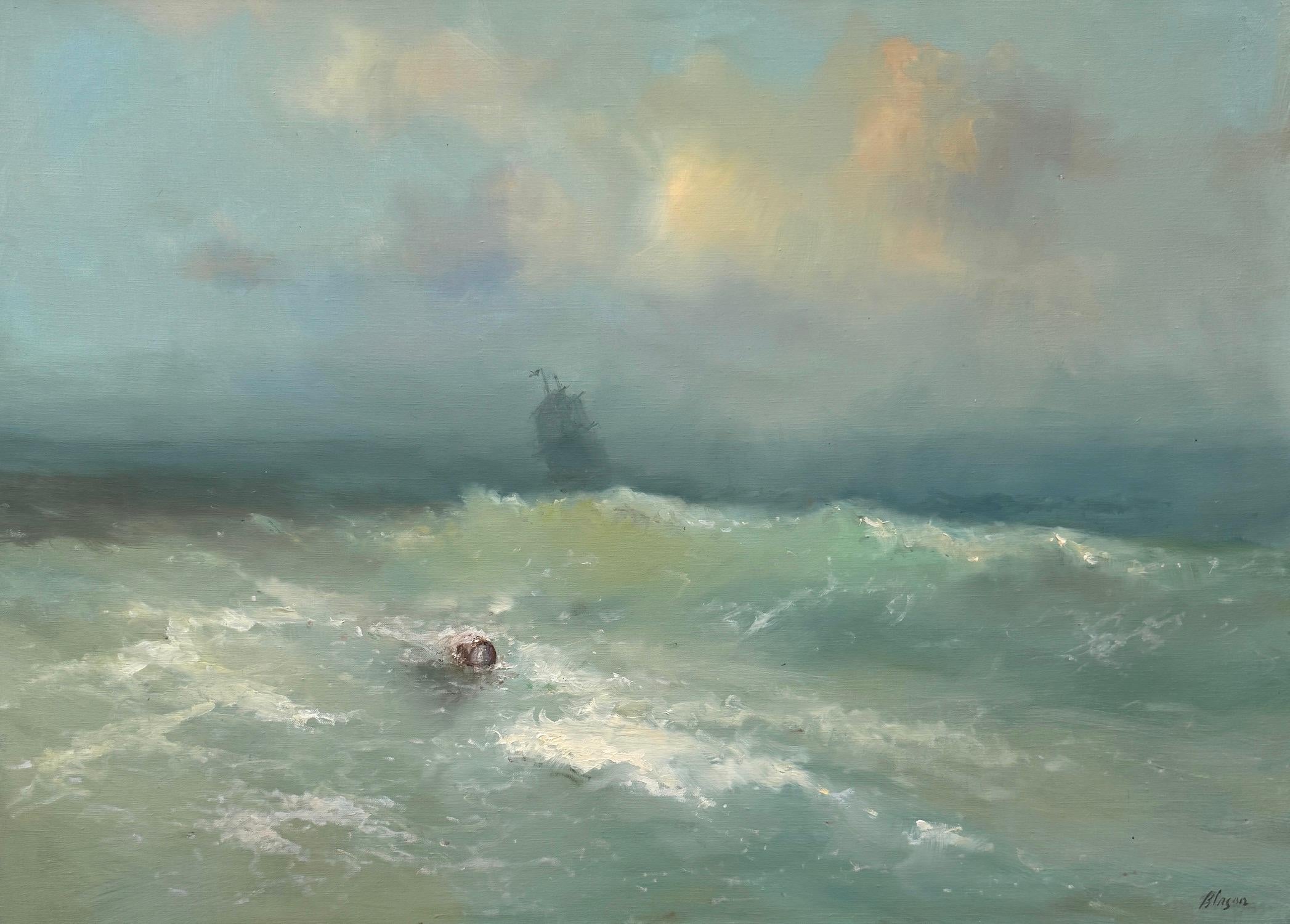 Karen Darbinyan Landscape Painting - Breath of the Ocean Original Oil Painting on Linen,  Ready to Hang