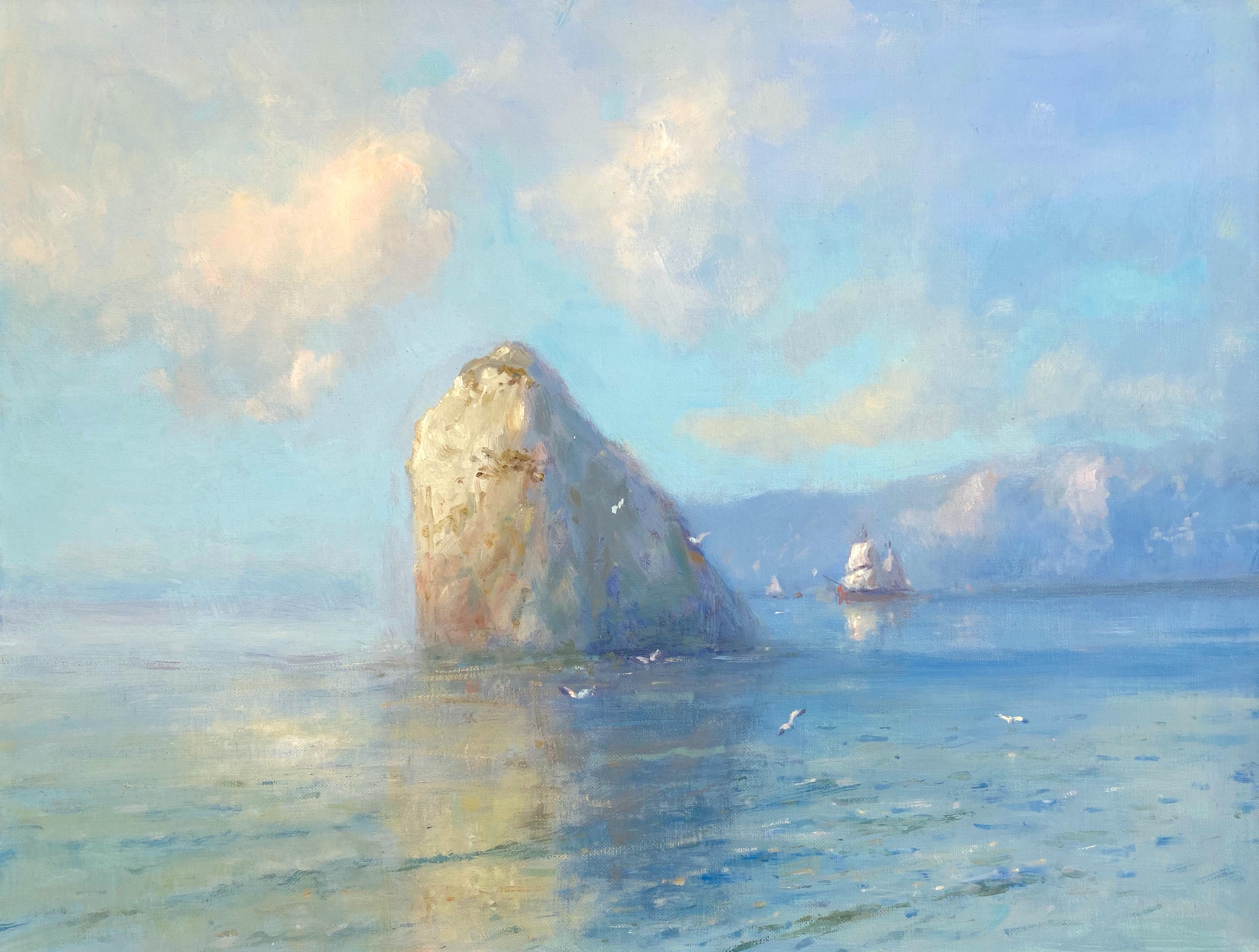 Karen Darbinyan Landscape Painting - Cliff, Original oil Painting, 