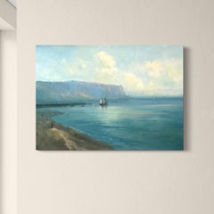Coastal Seascape Original Ölgemälde auf Leinen,  Bereit zum Aufhängen