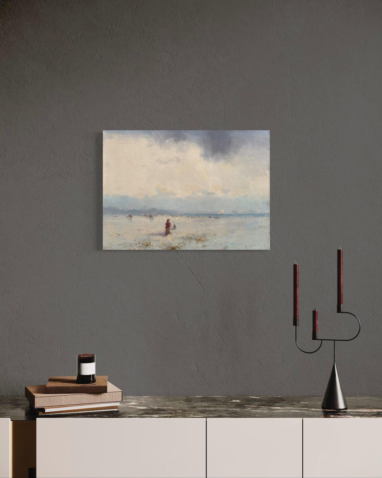 Coastal Seascape Original Oil Painting on Linen,  Ready to Hang For Sale 1