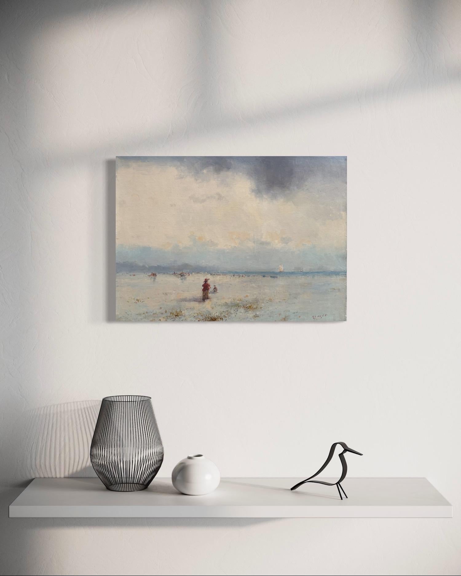Coastal Seascape Original Oil Painting on Linen,  Ready to Hang For Sale 2