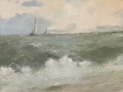 Costa, Paisaje marino, Impresionismo, Pintura al óleo original sobre lino, Lista para colgar