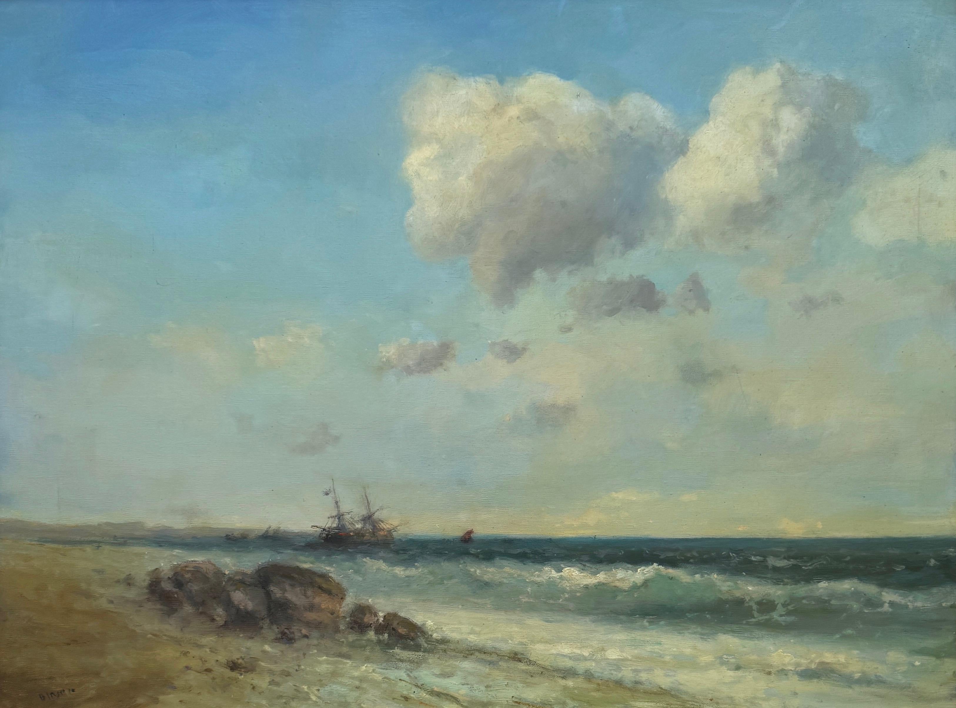 Coastal Seascape Original Oil Painting on Linen,  Ready to Hang