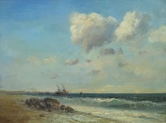 Coastal Seascape Original Oil Painting on Linen,  Ready to Hang