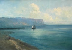 Coastal Seascape Original Oil Painting on Linen,  Ready to Hang
