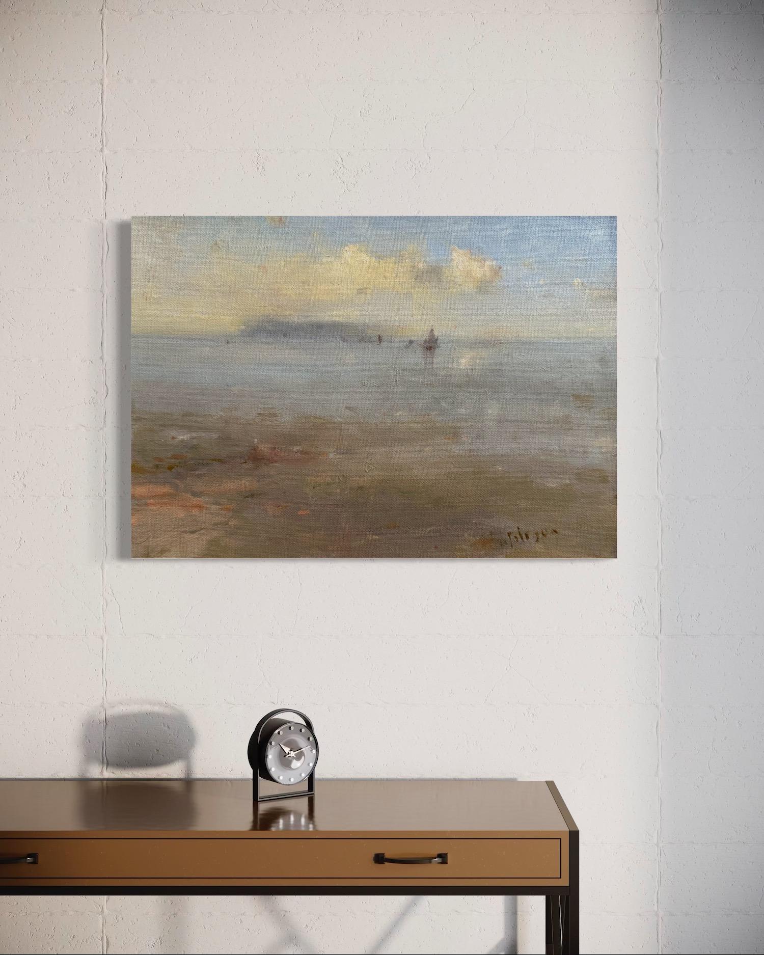 Coastal Silence Original Oil Painting on Linen,  Ready to Hang en venta 1