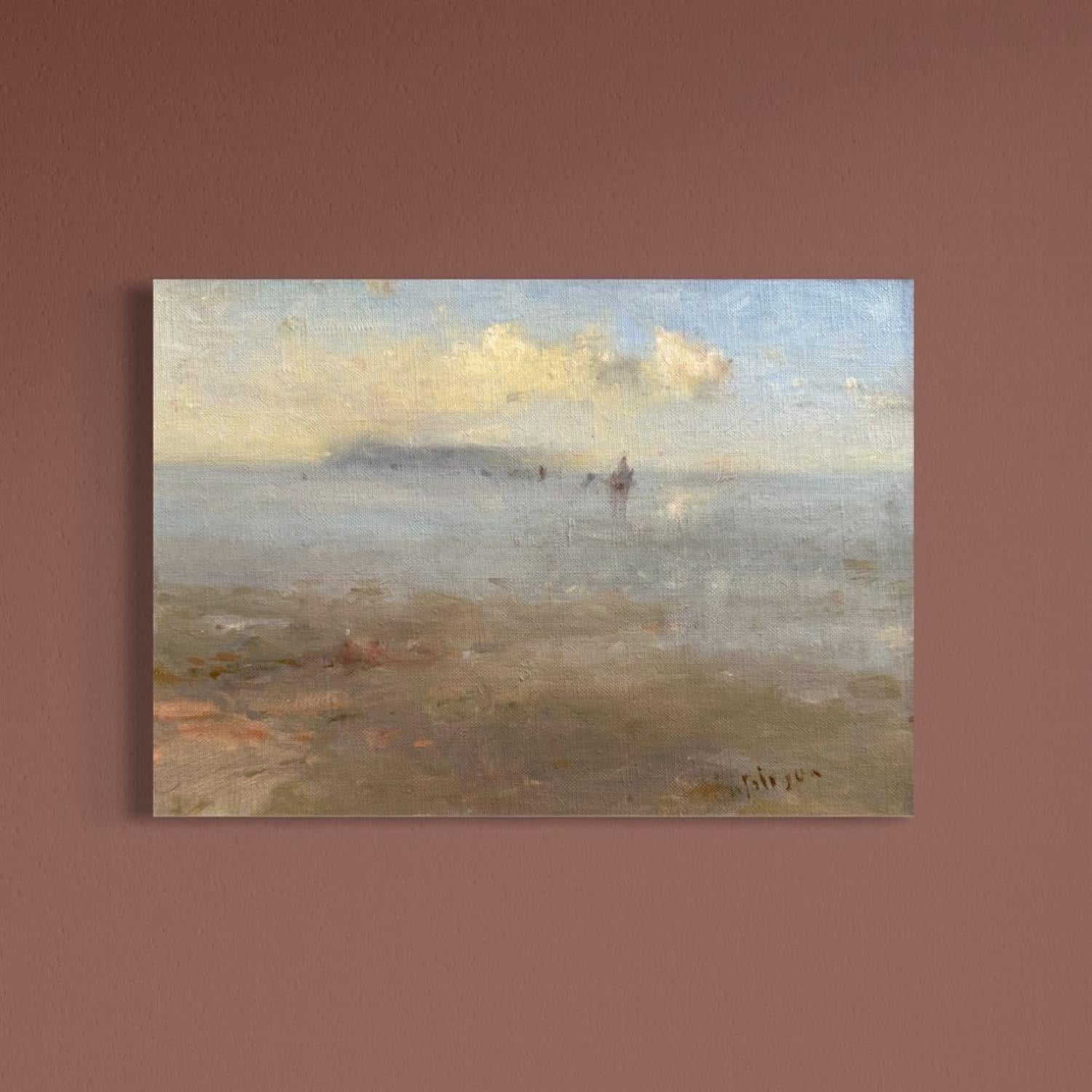 Coastal Silence Original Oil Painting on Linen,  Ready to Hang en venta 2
