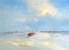Cobalt Sky, Original oil Painting, Framed