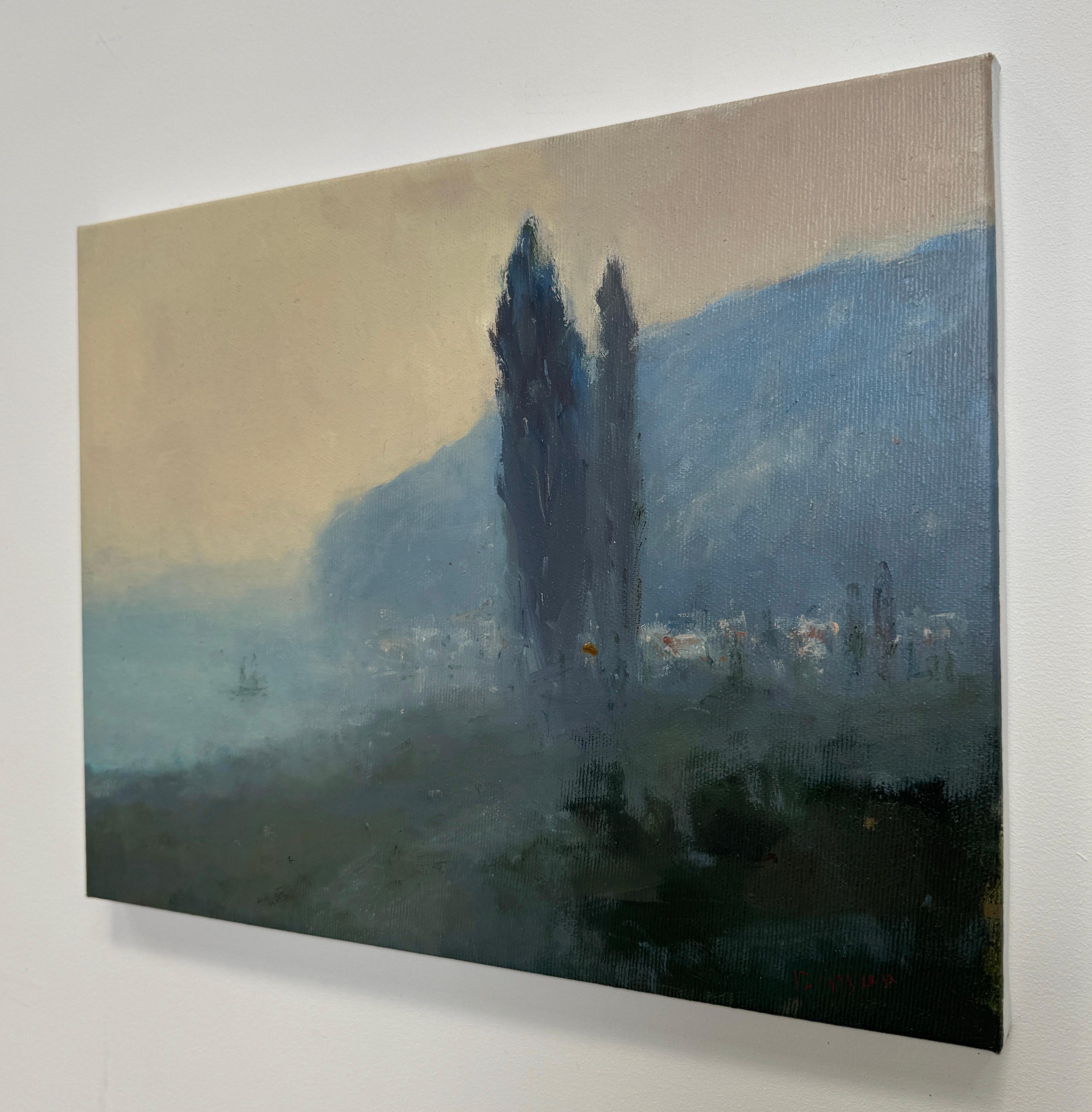 Cipreses, Pintura al óleo original, Única en su género - Painting Académico de Karen Darbinyan