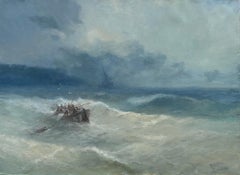 Drift into Sea, Seascape Original Oil Painting on Linen, Coastal, Ready to Hang
