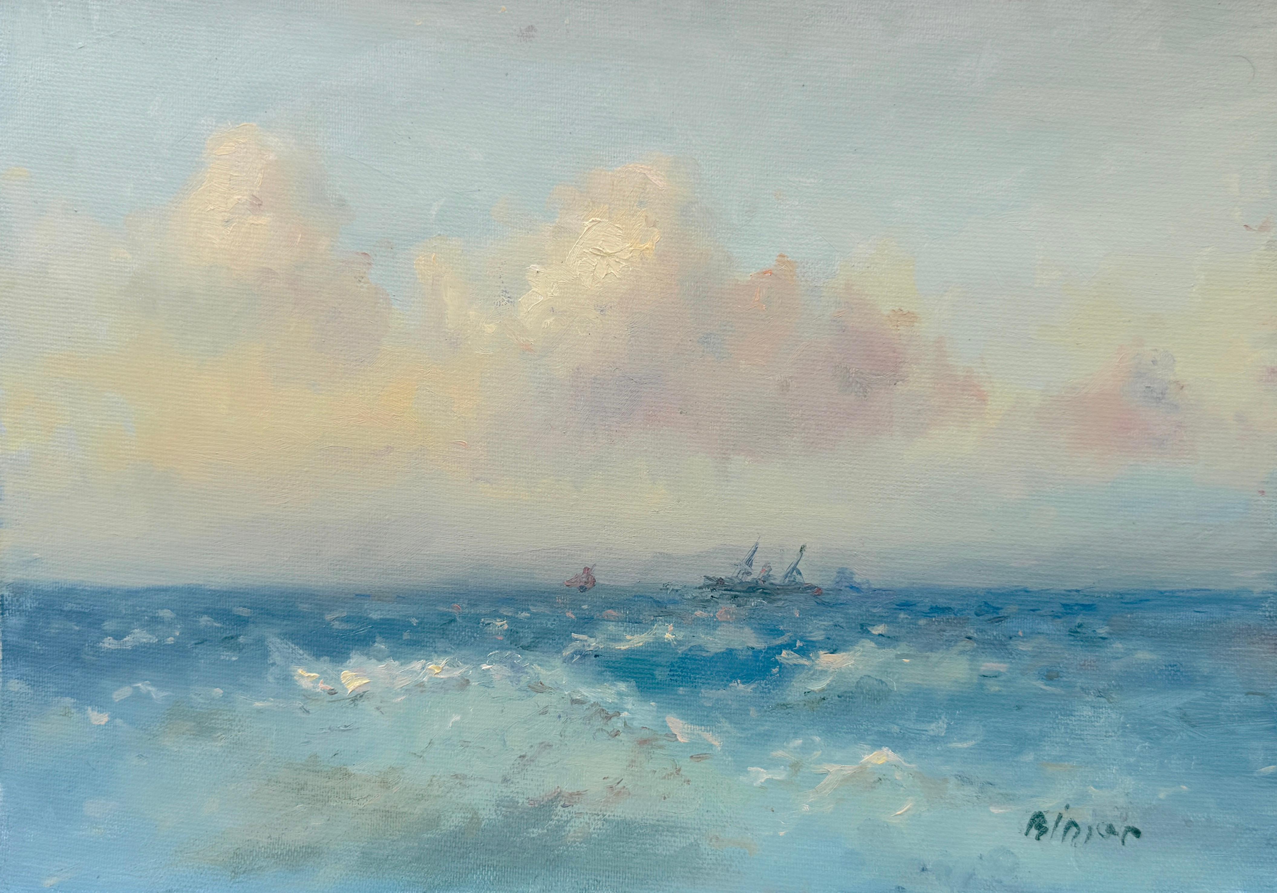 Olas esmeralda, Impresionismo Pintura al óleo original, Única en su género