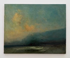 Baia al tramonto, Paesaggio marino, Dipinto a olio originale, Pezzo unico