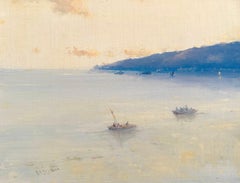 Vista nocturna, Costa Pintura al óleo original, Única en su género