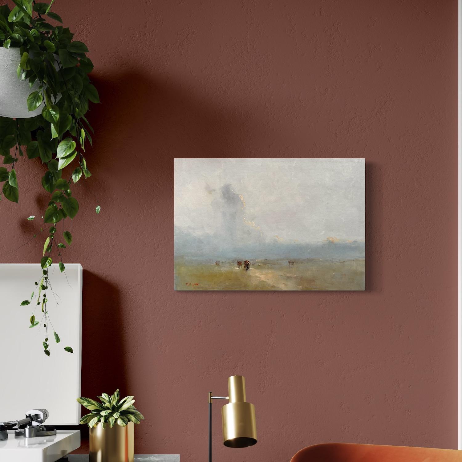 Harvest Landscape Original Oil Painting on Linen,  Ready to Hang For Sale 1