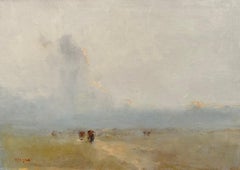 Harvest Landscape Original Oil Painting on Linen,  Ready to Hang