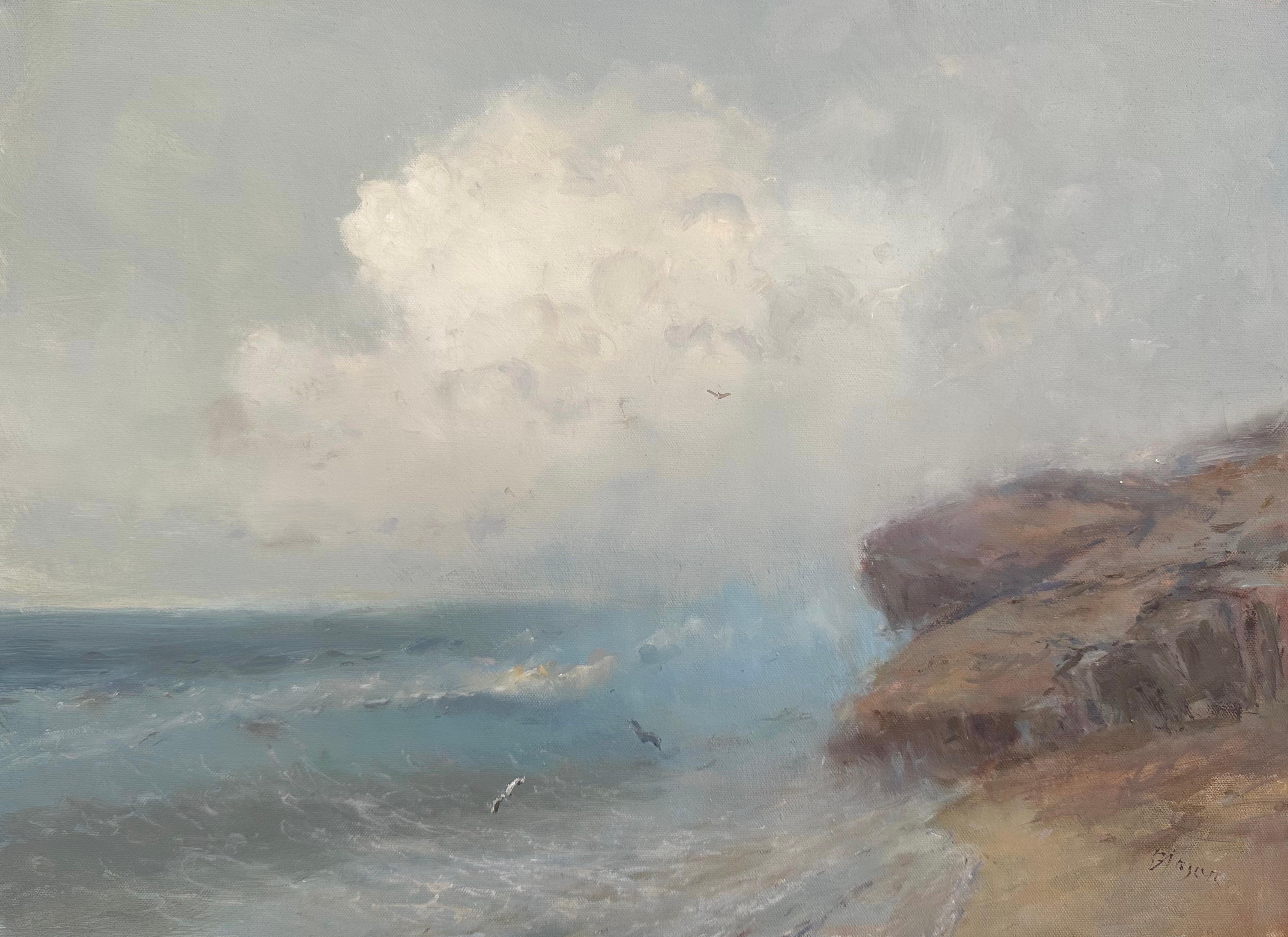 Karen Darbinyan Landscape Painting - Marble Ocean, Seascape, Original oil Painting, One of a Kind