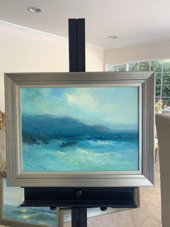 Près des falaises, paysage marin, impressionnisme Peinture à l'huile originale, encadrée