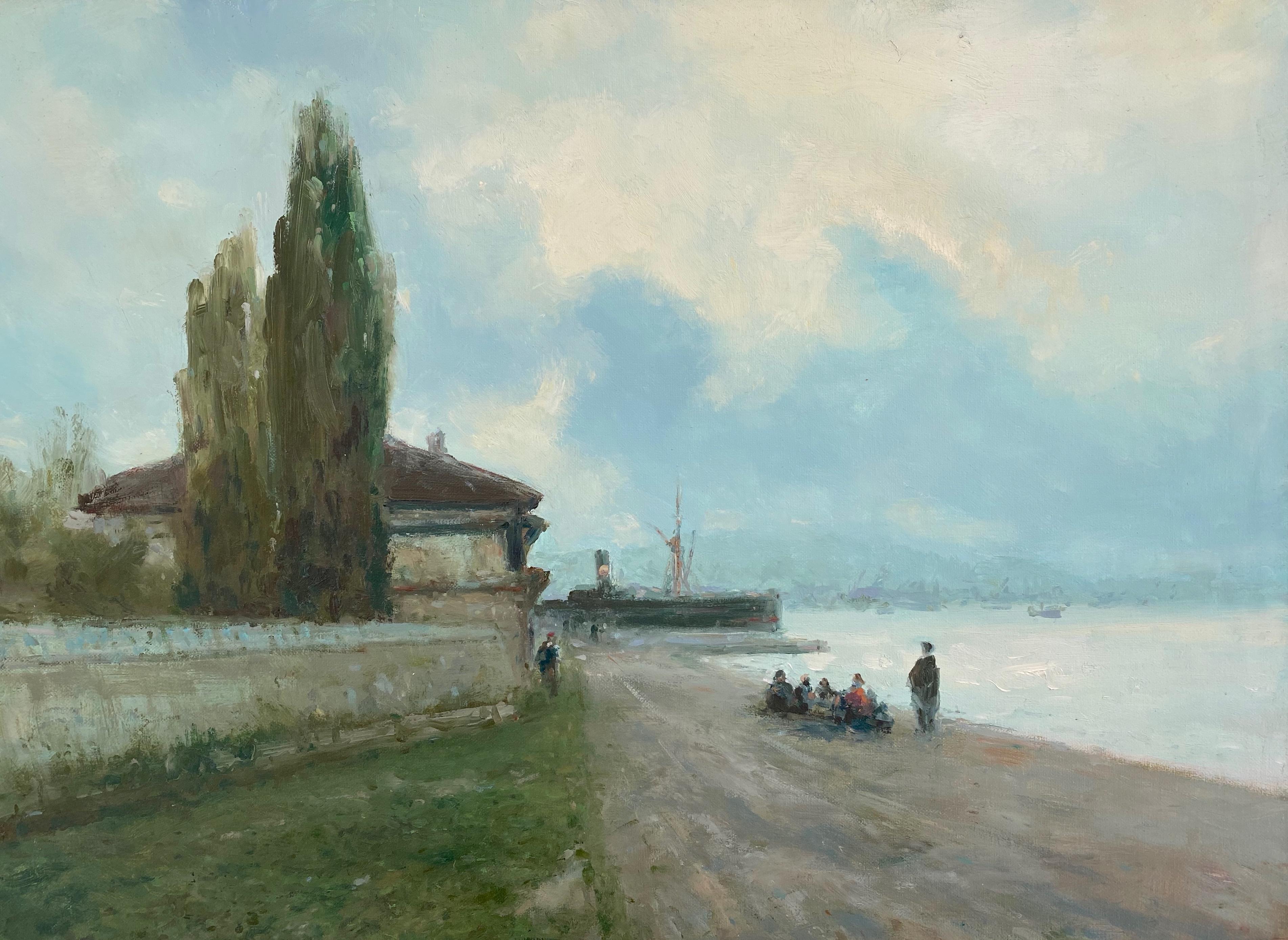 Karen Darbinyan Landscape Painting - Near to Port, Original oil Painting, Ready to Hang