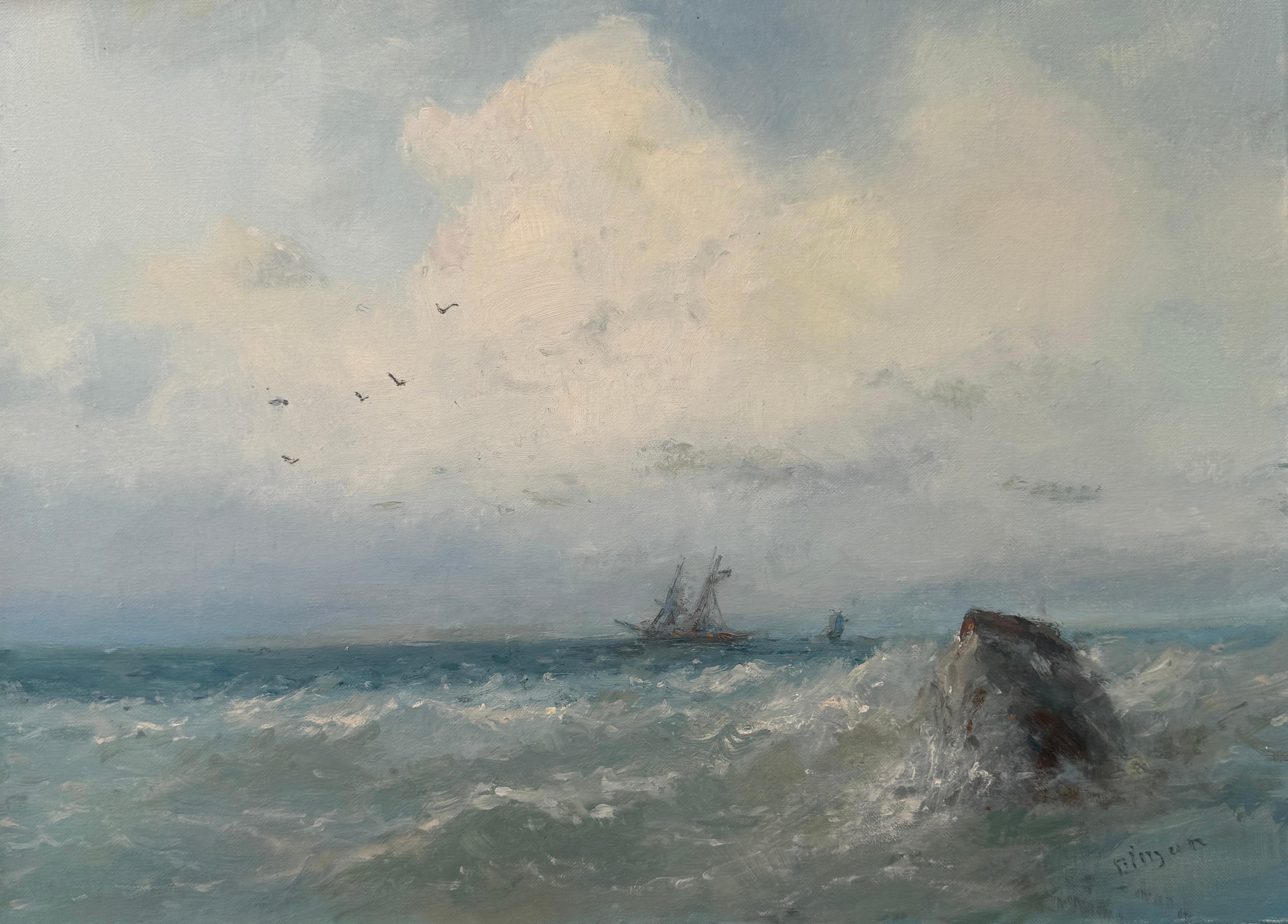 Brisa marina, paisaje marino Pintura al óleo original sobre lino, costera, lista para colgar