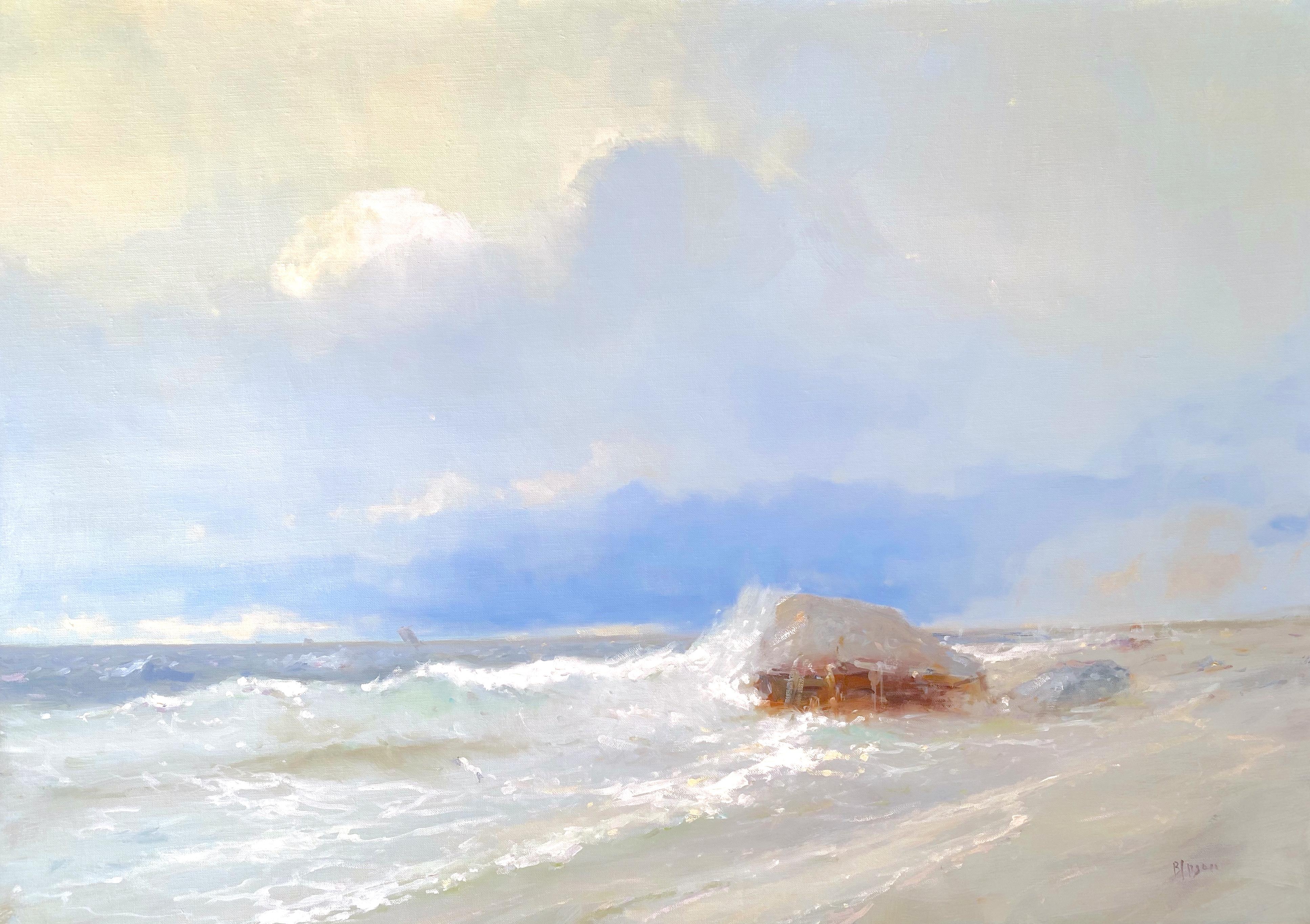 Karen Darbinyan Landscape Painting - Ocean Cliff, Original oil Painting, Framed