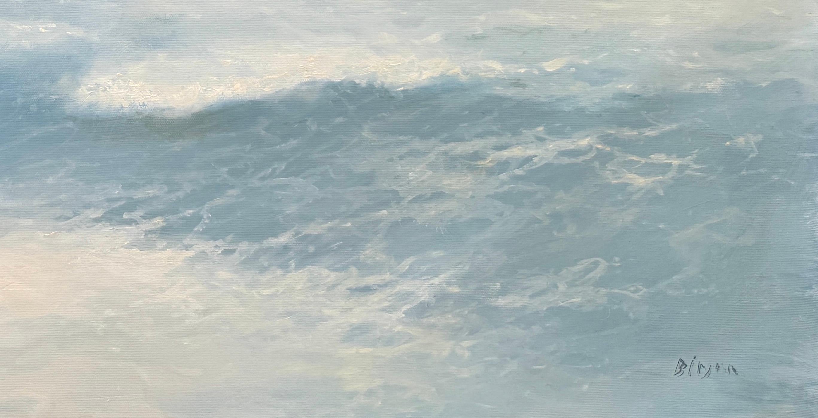 Ocean Side, Pittura a olio originale dell'impressionismo, pezzo unico - Landscape Painting Beige di Karen Darbinyan