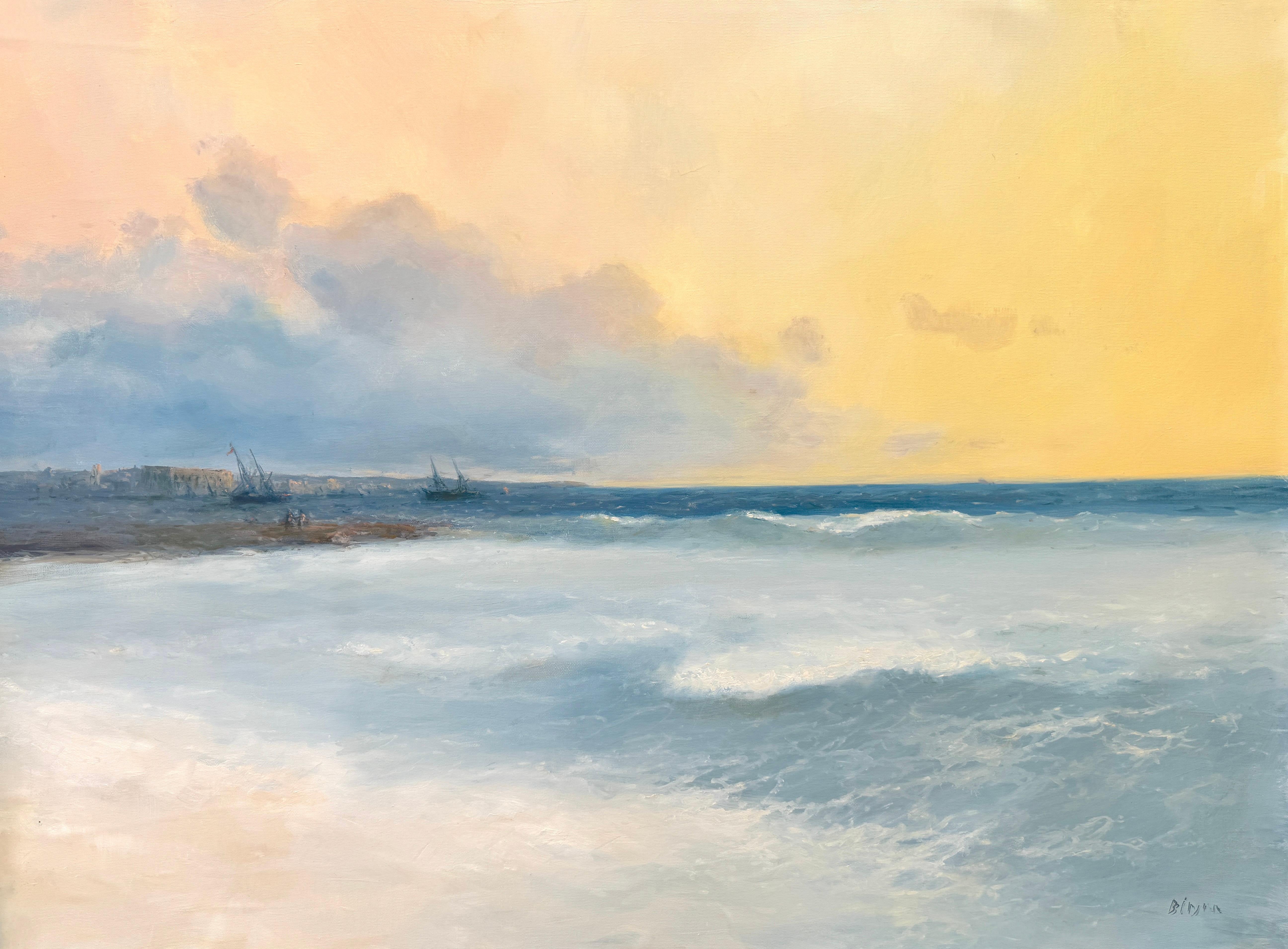Lado del mar, Impresionismo Pintura al óleo original, Única en su género