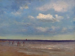 Bord de mer, paysage marin, peinture à l'huile originale, unique en son genre