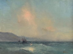 Ocean View Seascape Original Oil Painting on Linen,  Ready to Hang
