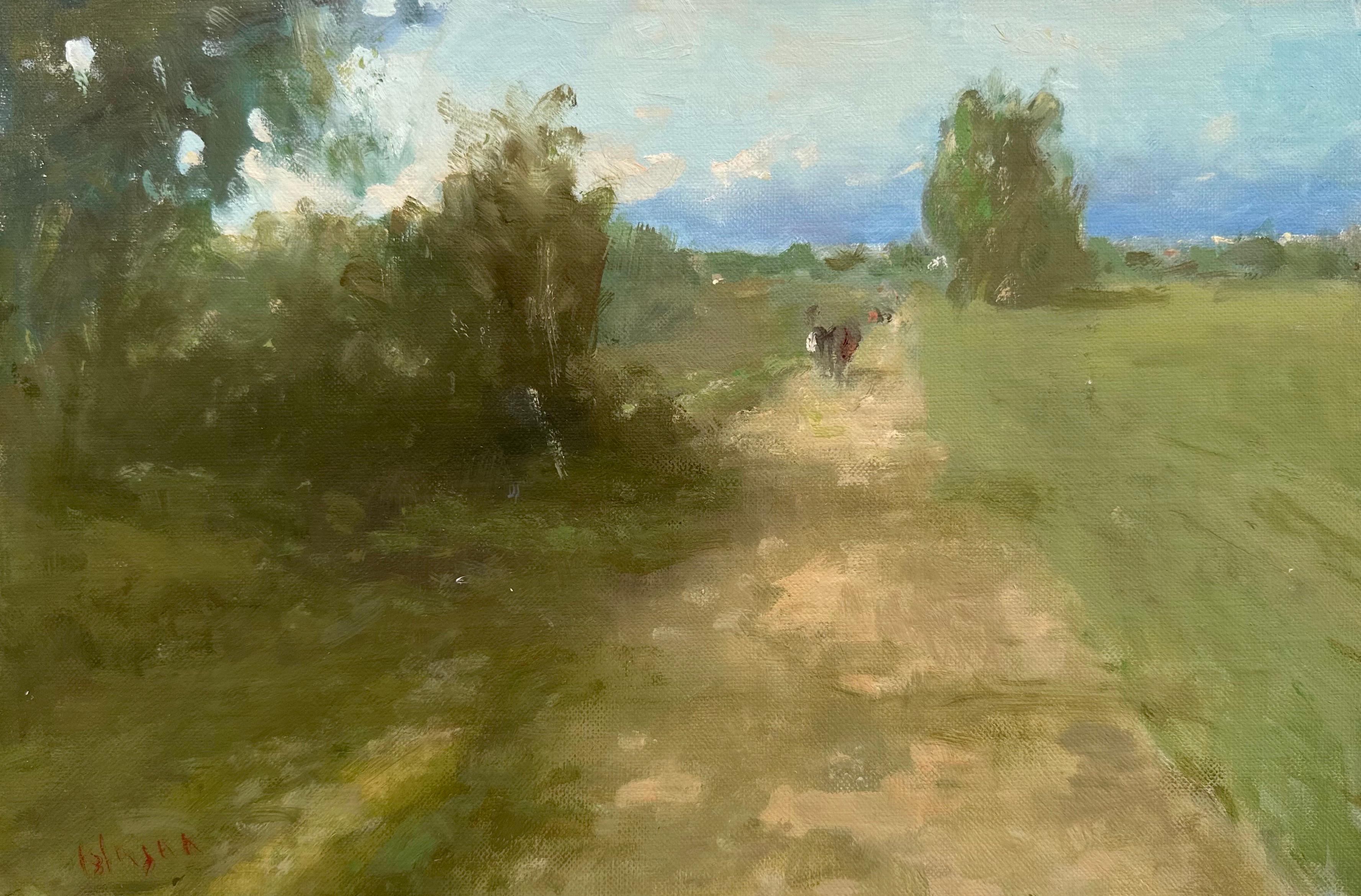 Karen Darbinyan Landscape Painting - Path, Impressionism, Original oil Painting, One of a Kind